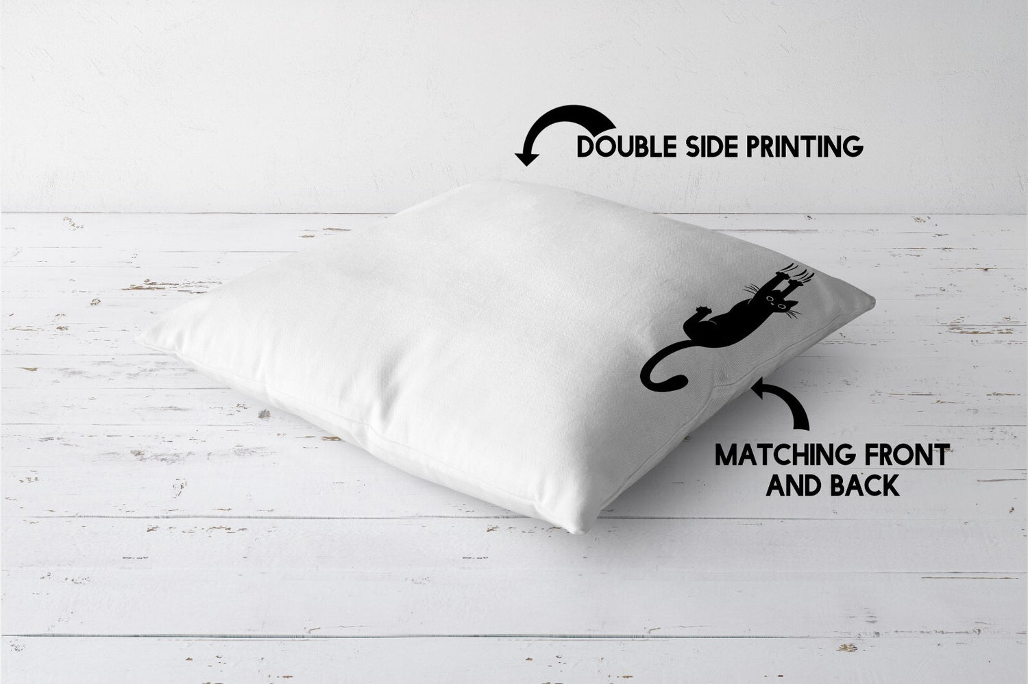 Black Cat Slipping Funny Custom Any Colour Novelty Square Filled Cushion Decor