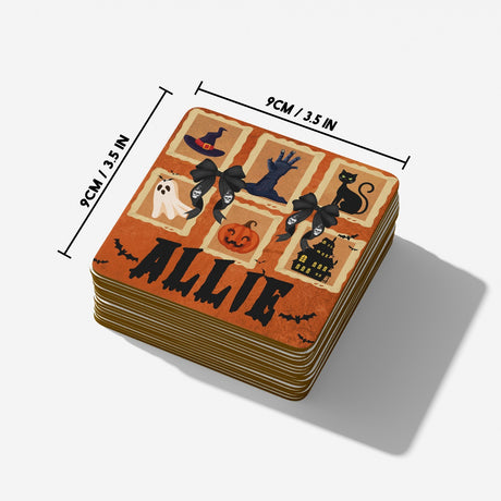 Halloween Spooky Personalised Name Coffee Tea Mug Cup Coaster Gift Set Him Her