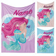 Personalised Custom Name Colour Mythical Mermaid Soft Warm Fleece Blanket Decor