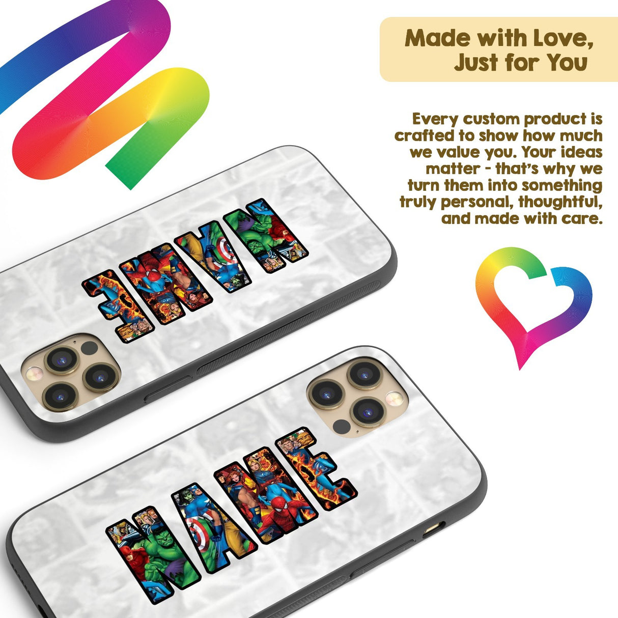 Superhero Design Kids Cool Personalised Custom Cover - Printed iPhone Black Case