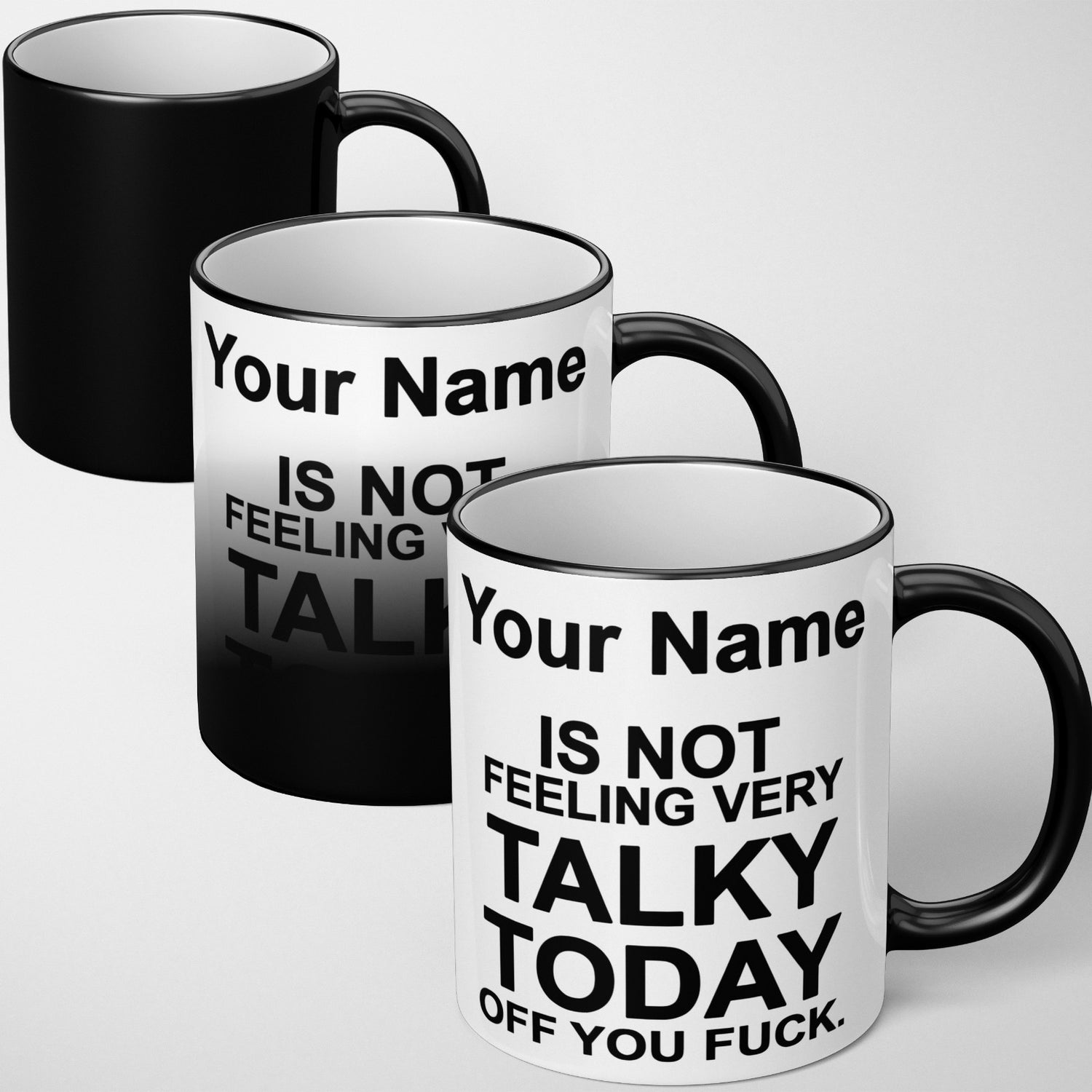 Custom Not Very Talky Design Magic Colour Changing Heat Sensitive Novelty Mug