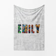 Personalised Superhero Any Name Text Soft Warm Kids Fleece Blanket Decoration