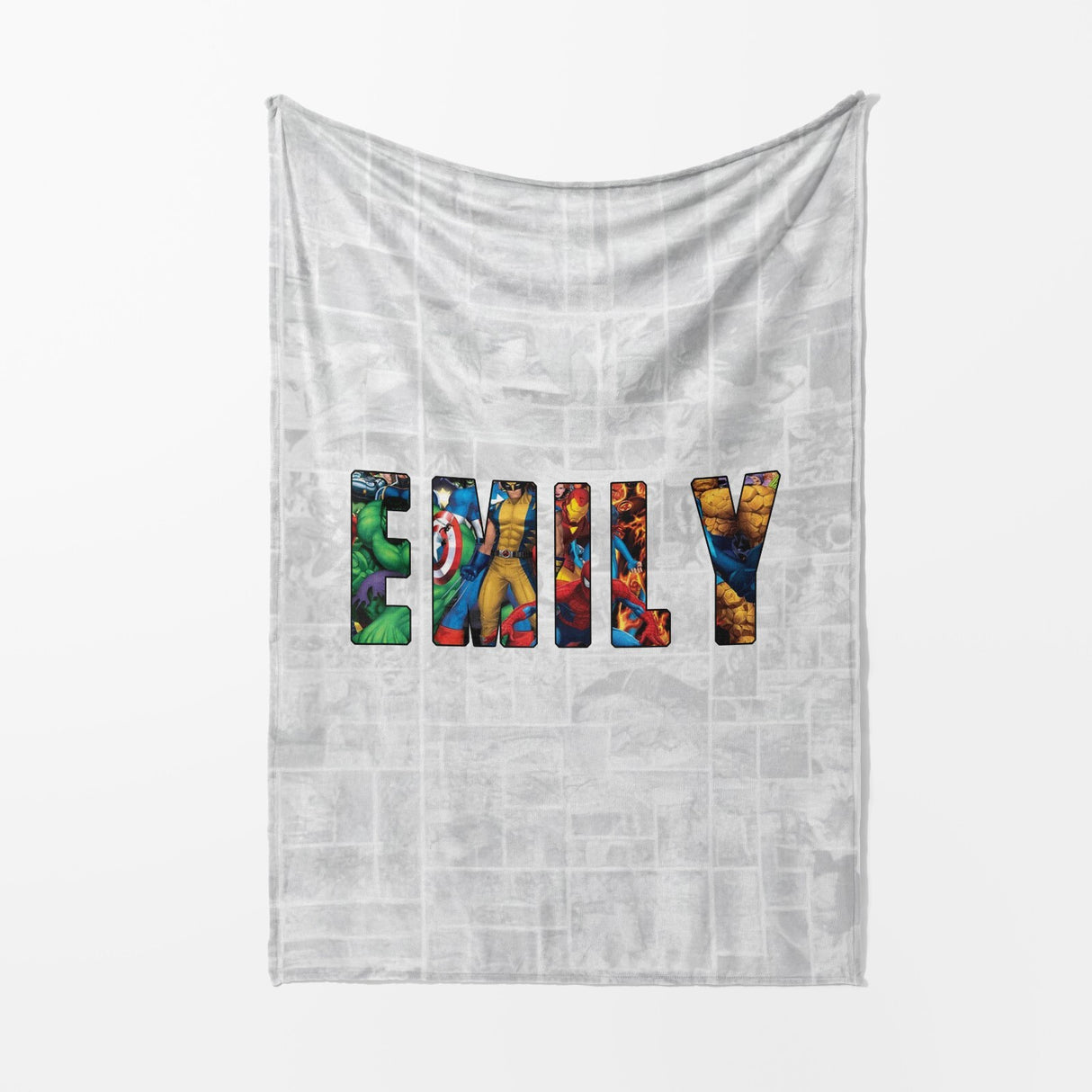 Personalised Superhero Any Name Text Soft Warm Kids Fleece Blanket Decoration