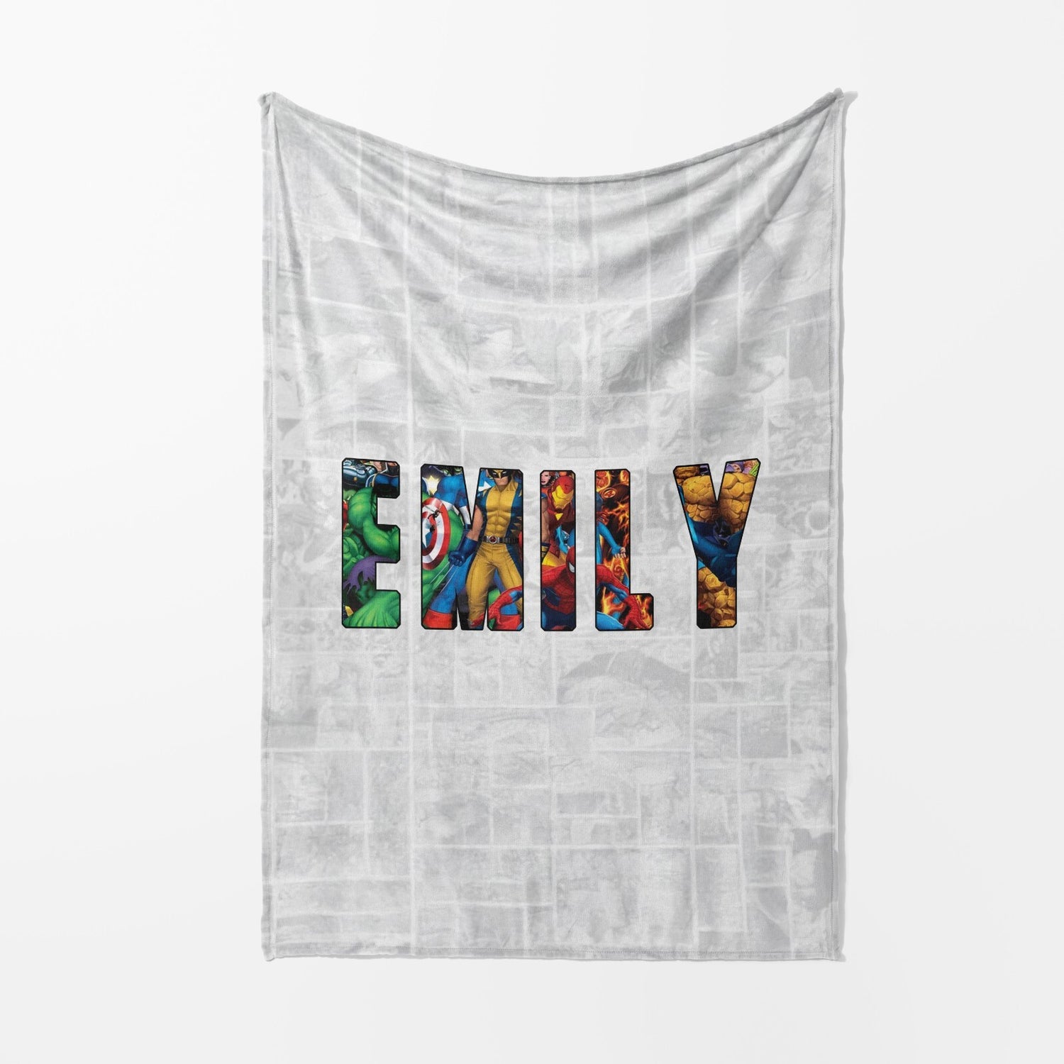 Personalised Superhero Any Name Text Soft Warm Kids Fleece Blanket Decoration