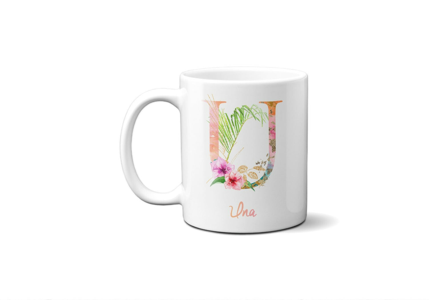 Tropical Alphabet Exotic Floral Name Initial Letter Coffee Mug Gift 11oz Ceramic