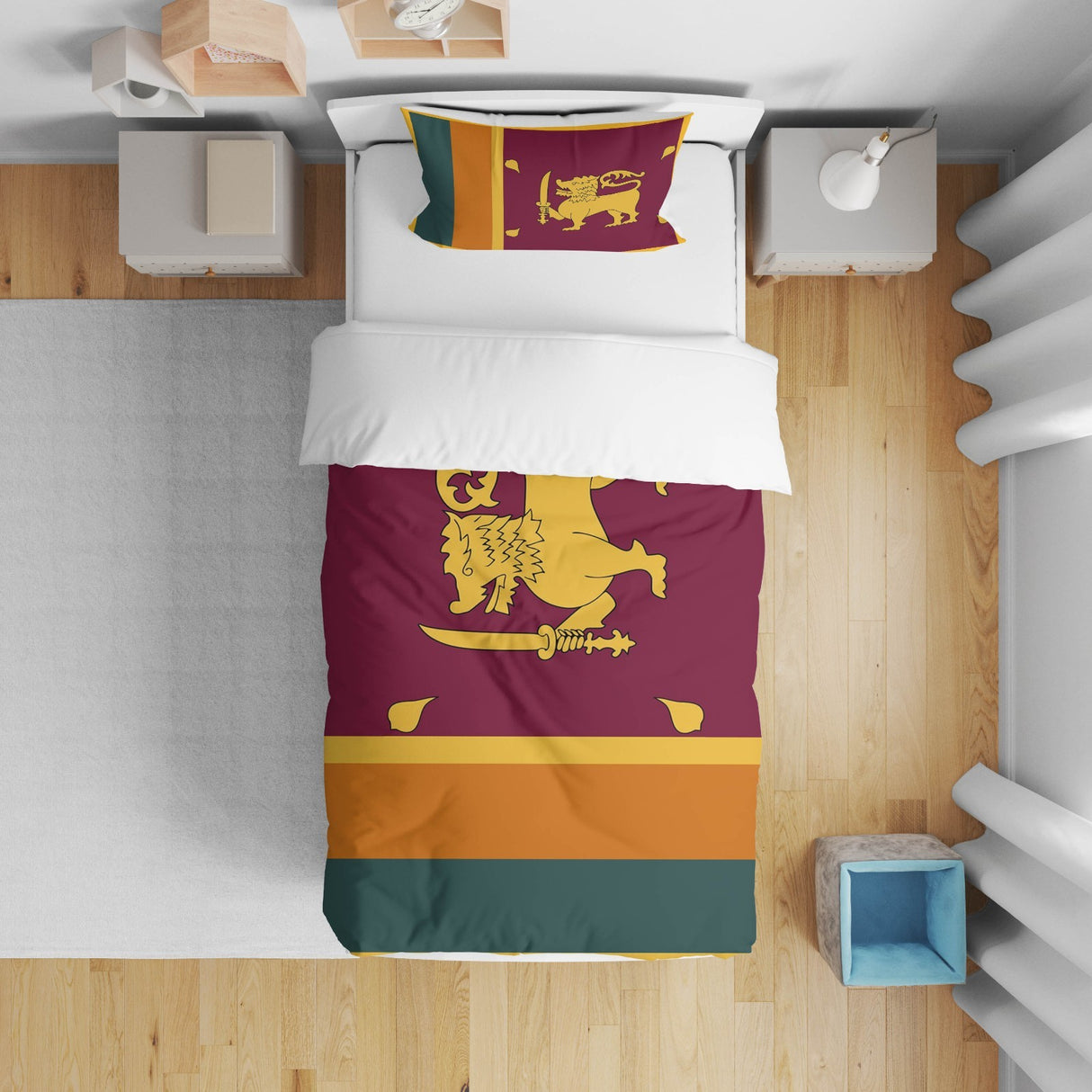 Sri Lanka Flag Cot Bed Duvet Cover Toddler Pillowcase Design Gift Custom Cosy