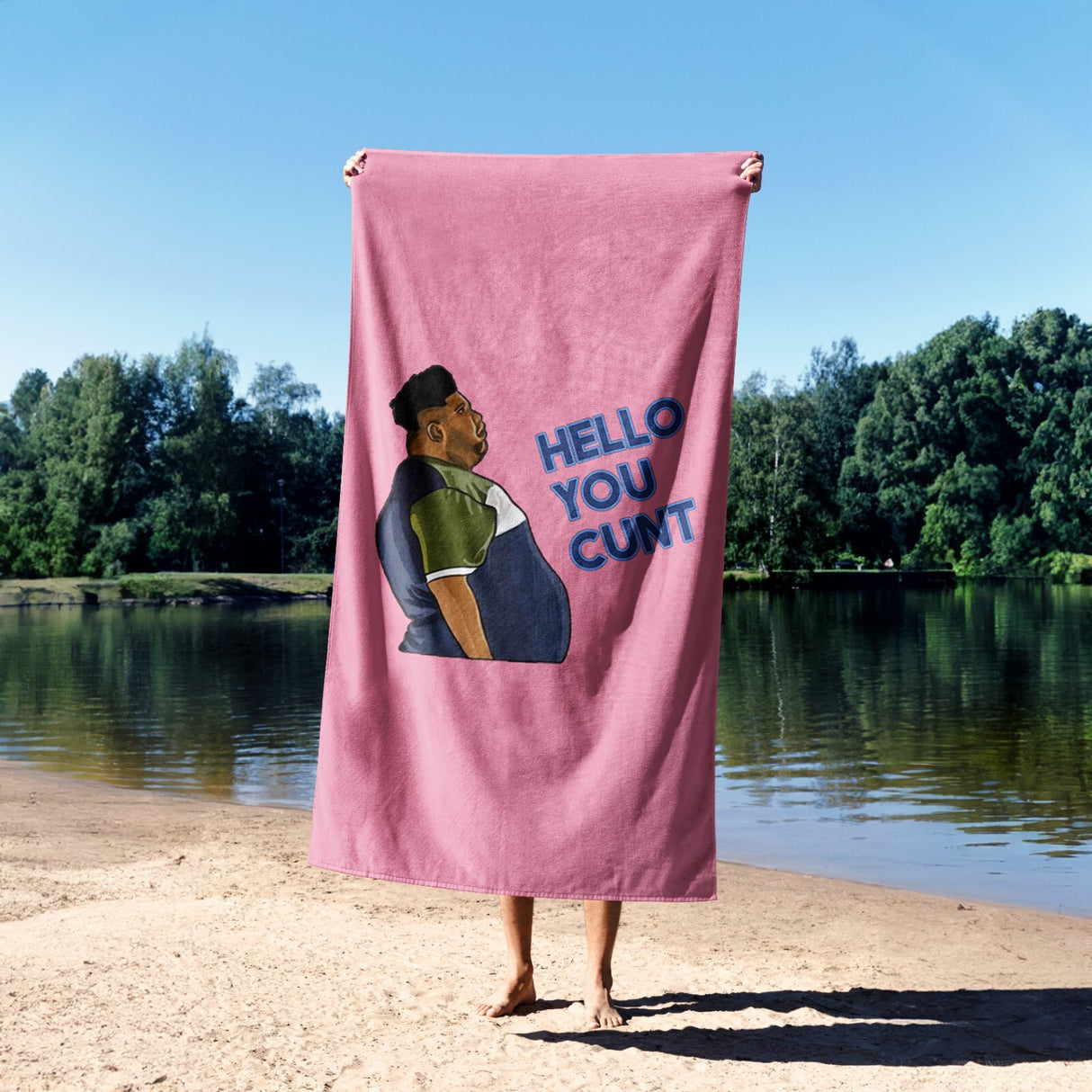 Harvey Hello You C*nt Funny Joke Custom Coloured Novelty Beach Bath Sheet Towel