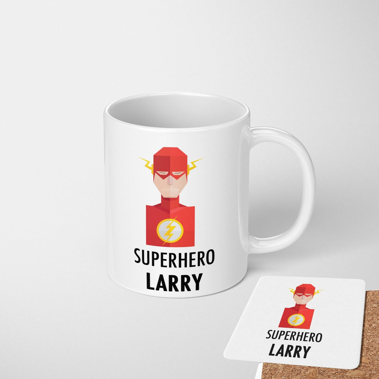 Superhero Personalised Name Kids Tea Coffee Drink Mug Gift Mug Set Coaster Cup