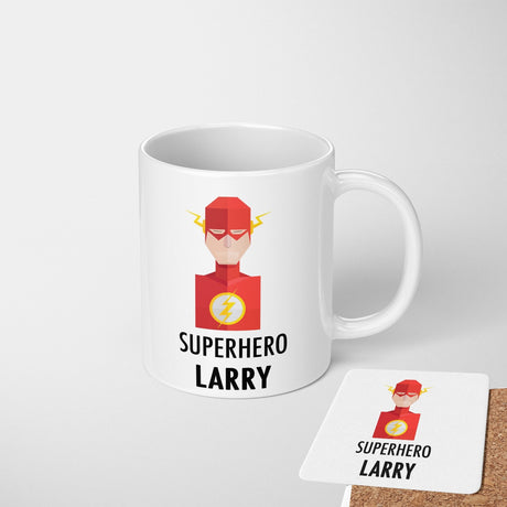 Superhero Personalised Name Kids Tea Coffee Drink Mug Gift Mug Set Coaster Cup