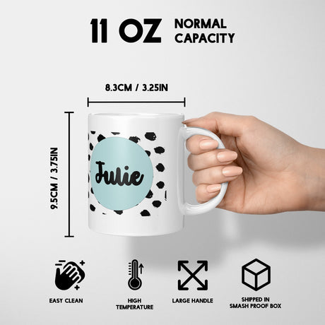 Polka Dot Custom Personalised Text Printed Coffee Tea Mug Coaster Gift Him Her