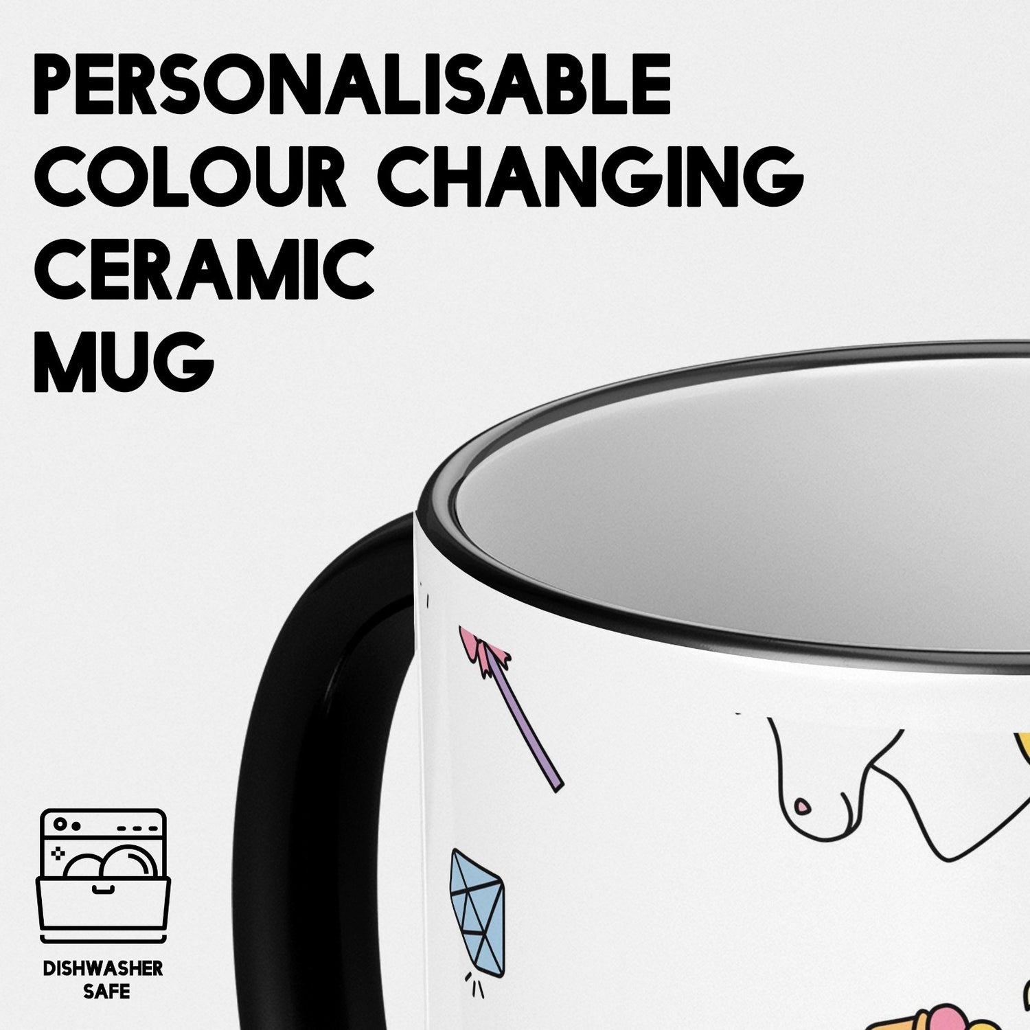 Personalised Unicorn Ice Cream Heat Sensitive Magic Colour Changing Novelty Mug