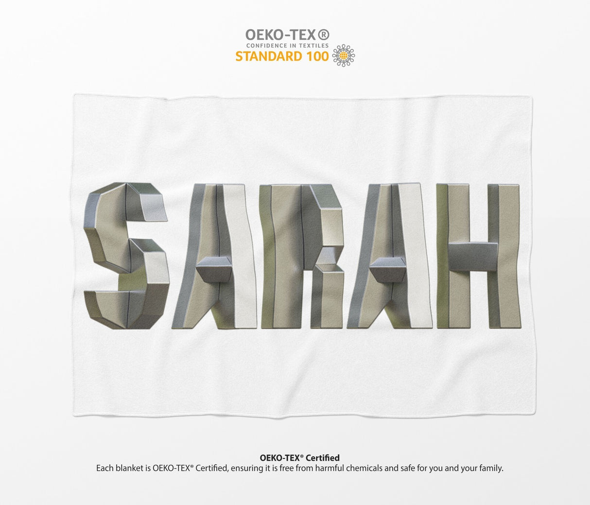 Personalised Geometal 3D Any Name Novelty Soft Fleece Mink Blanket Gift Decor