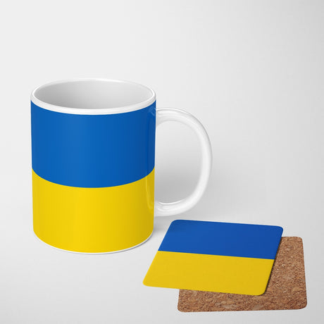 Ukraine Flag Design Patriotic Coffee Tea Mug Cup Set Coaster Gift Him Her Custom