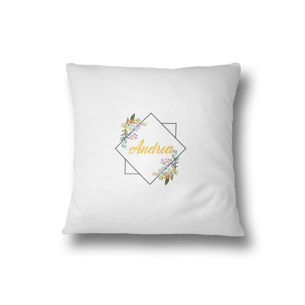 Square Geometric Border Floral Filled Cushion Bedroom Decoration