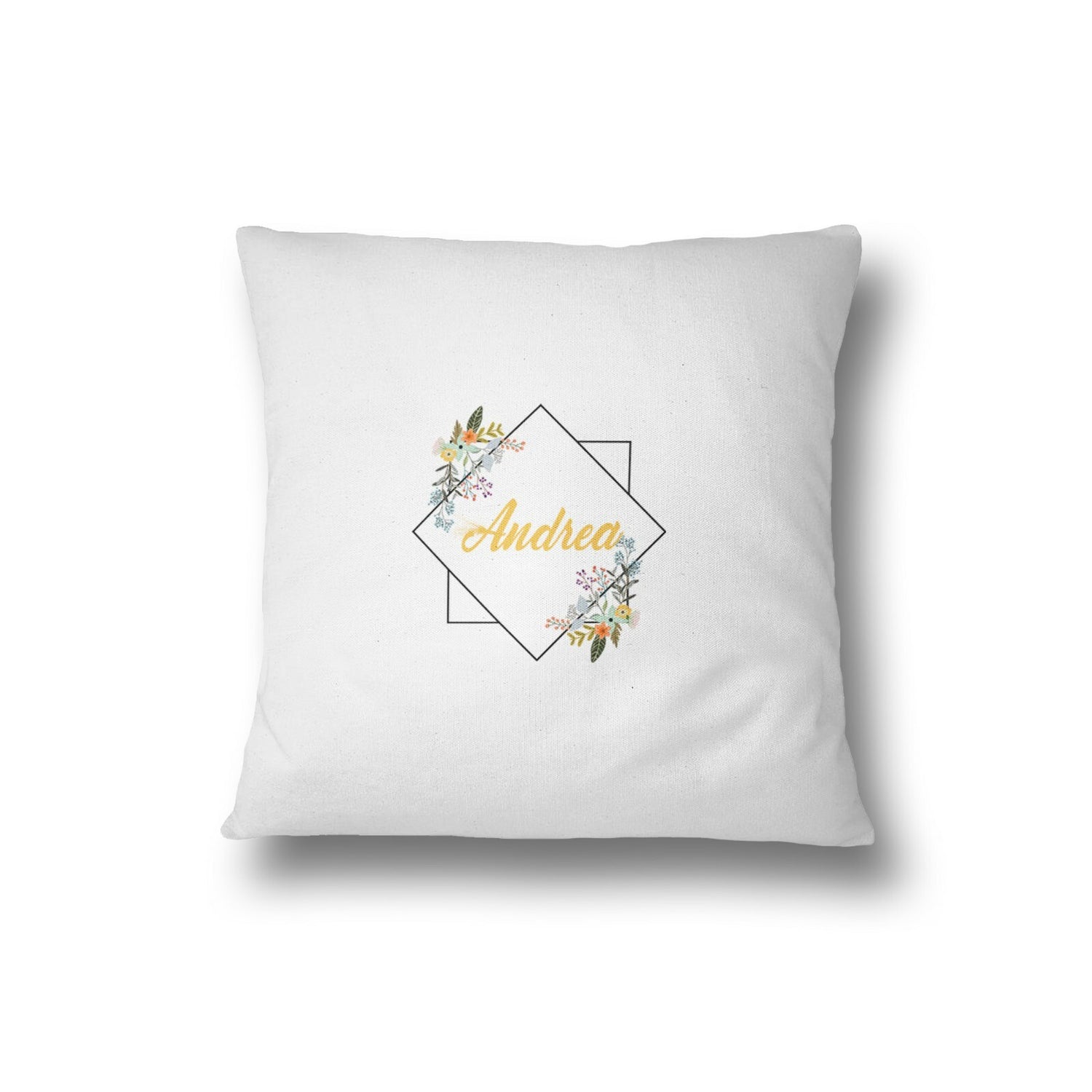 Square Geometric Border Floral Filled Cushion Bedroom Decoration