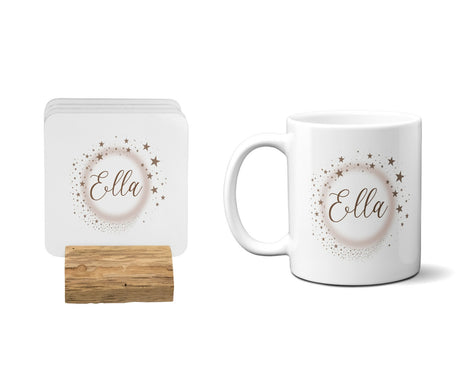 Personalised Name Stars Coffee Tea Mug Gift 11oz Mug + Coaster