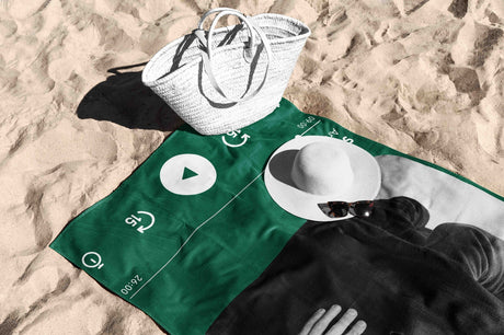 Upload Your Photo Music Player Custom Soft Absorbent Beach Bath Sheet Towel