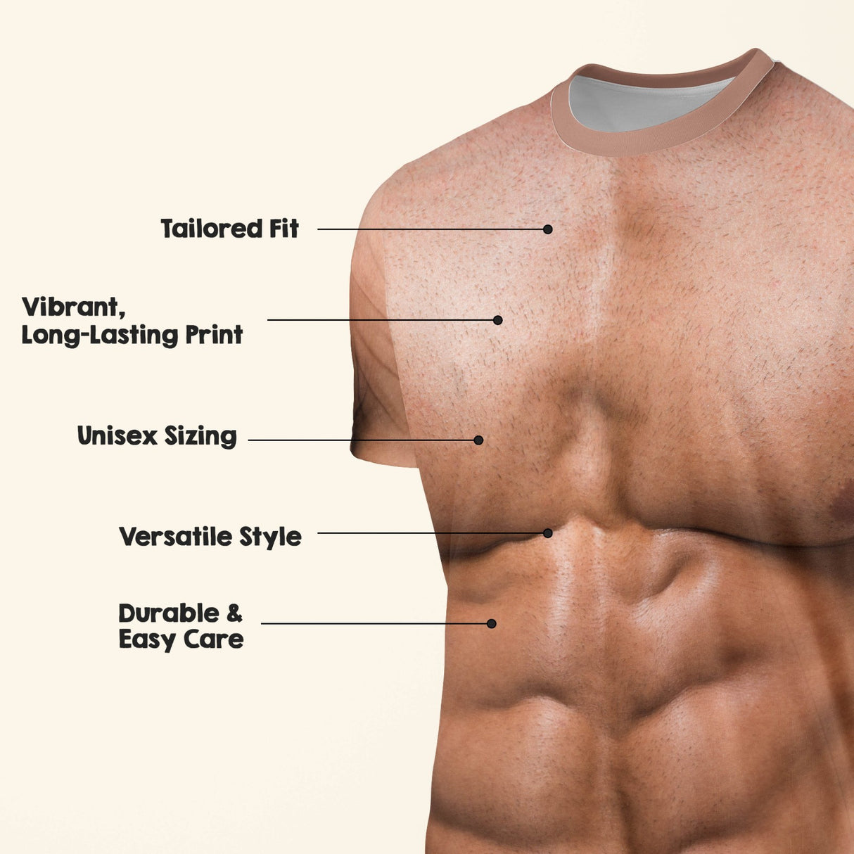 Funny Fake Muscle Muscular 3D Real Life Printed Unisex Custom T-Shirt Gift