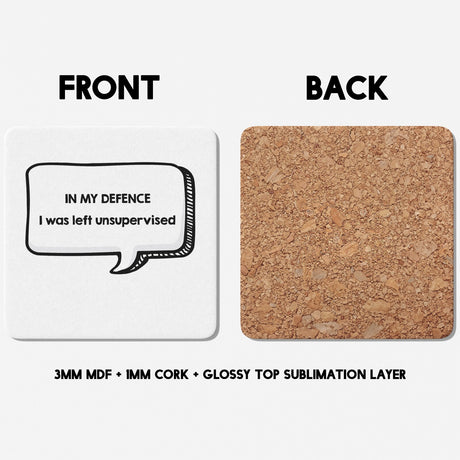 In My Defence Rude Cheeky Funny Gift Coffee Tea Mug + Coaster Option For Him Her