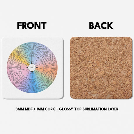 Emotion Wheel Circle Custom Coffee Tea Mug Coaster Set Option Gift Him Her