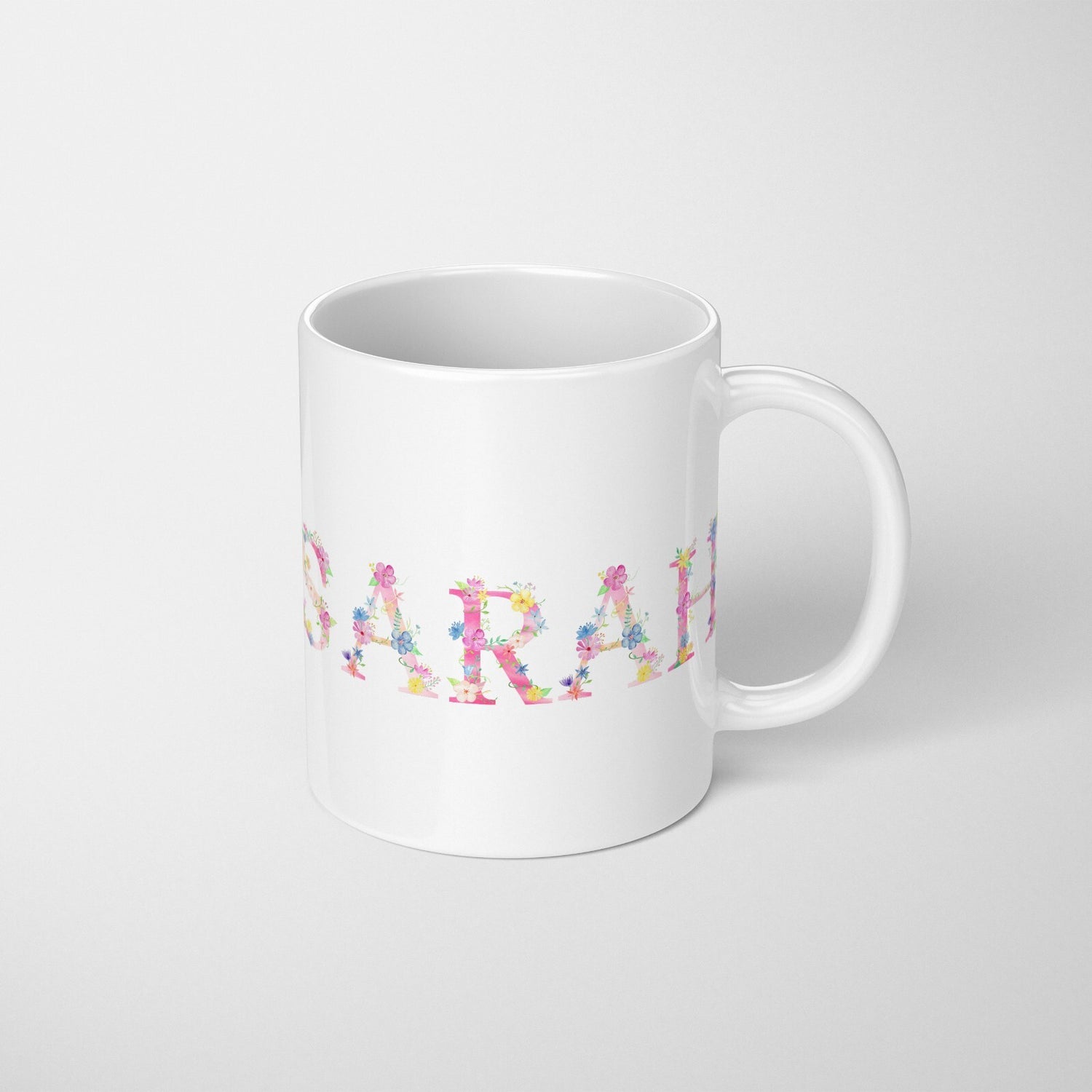 Personalised Pink Floral Alphabet Print Coffee Tea Mug Coaster Gift Him Her Girl