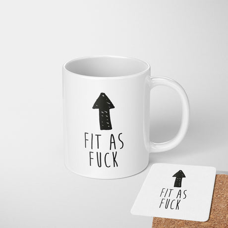 Fit As F*ck Rude Cheeky Funny Gift Coffee Tea Mug + Coaster Option For Him Her