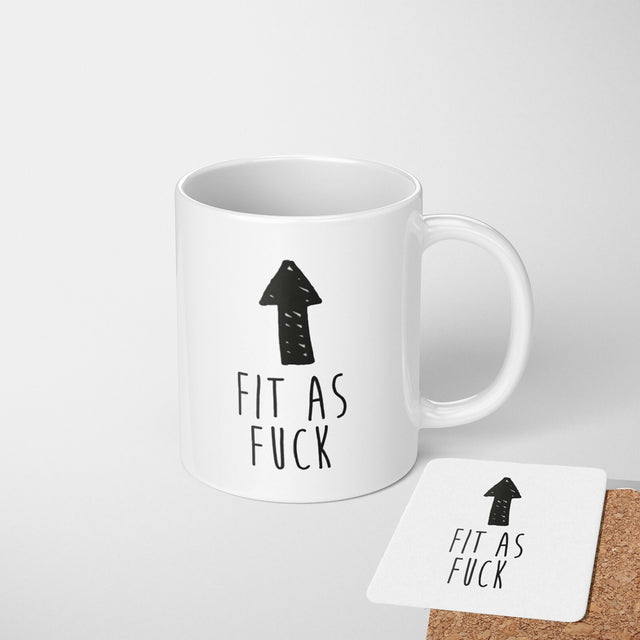 Fit As F*ck Rude Cheeky Funny Gift Coffee Tea Mug + Coaster Option For Him Her