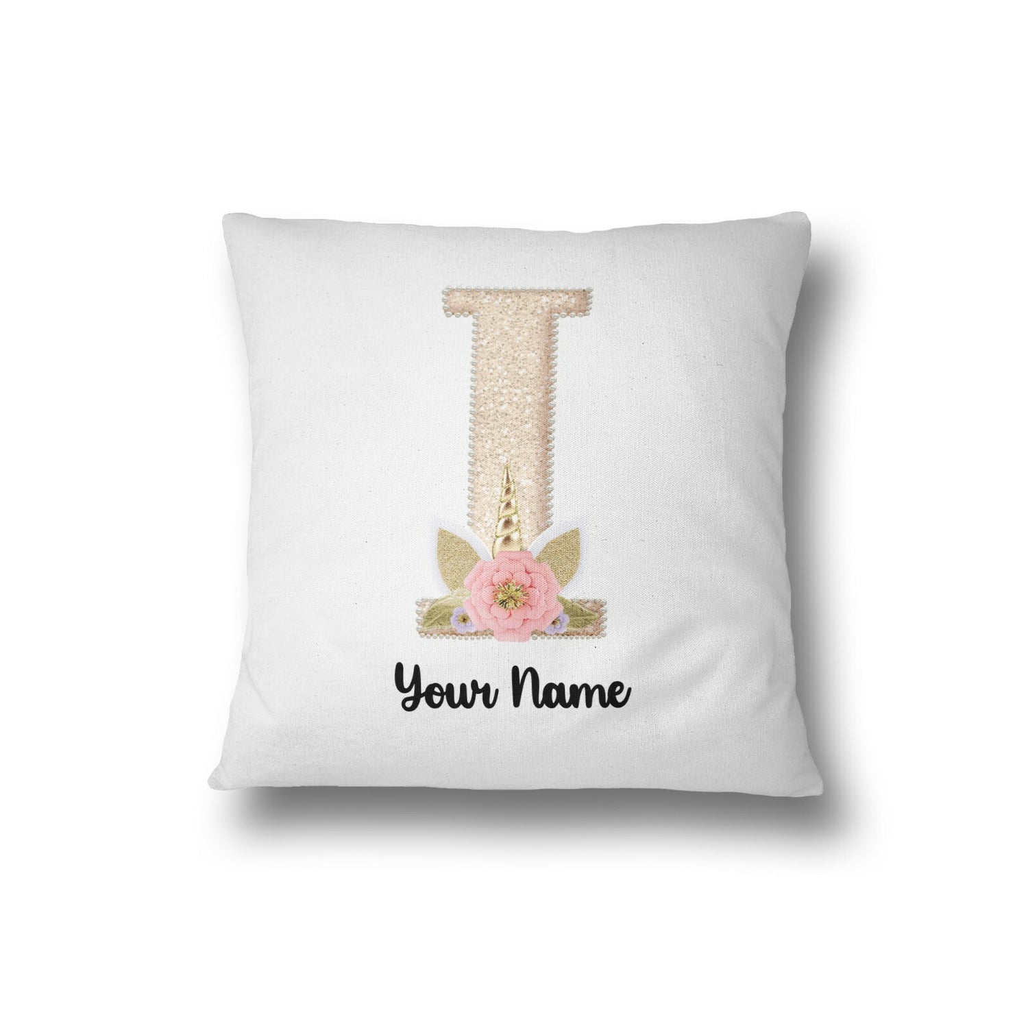 Personalised Unicorn Sparkly Kids Girls Monogram Alphabet Initial Letter Cushion