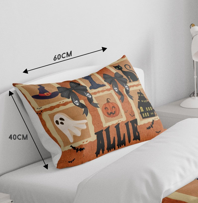 Halloween Spooky Personalised Name Kids Cot Bed Duvet Cover Pillowcase Set Gift