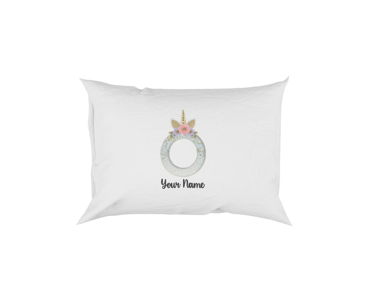Personalised Unicorn Sparkly Kids Girls Monogram Alphabet Initial Letter Pillow