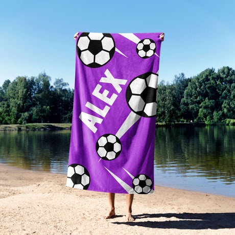 Personalised Custom Name Colour Football Strike Absorbent Beach Bath Sheet Towel