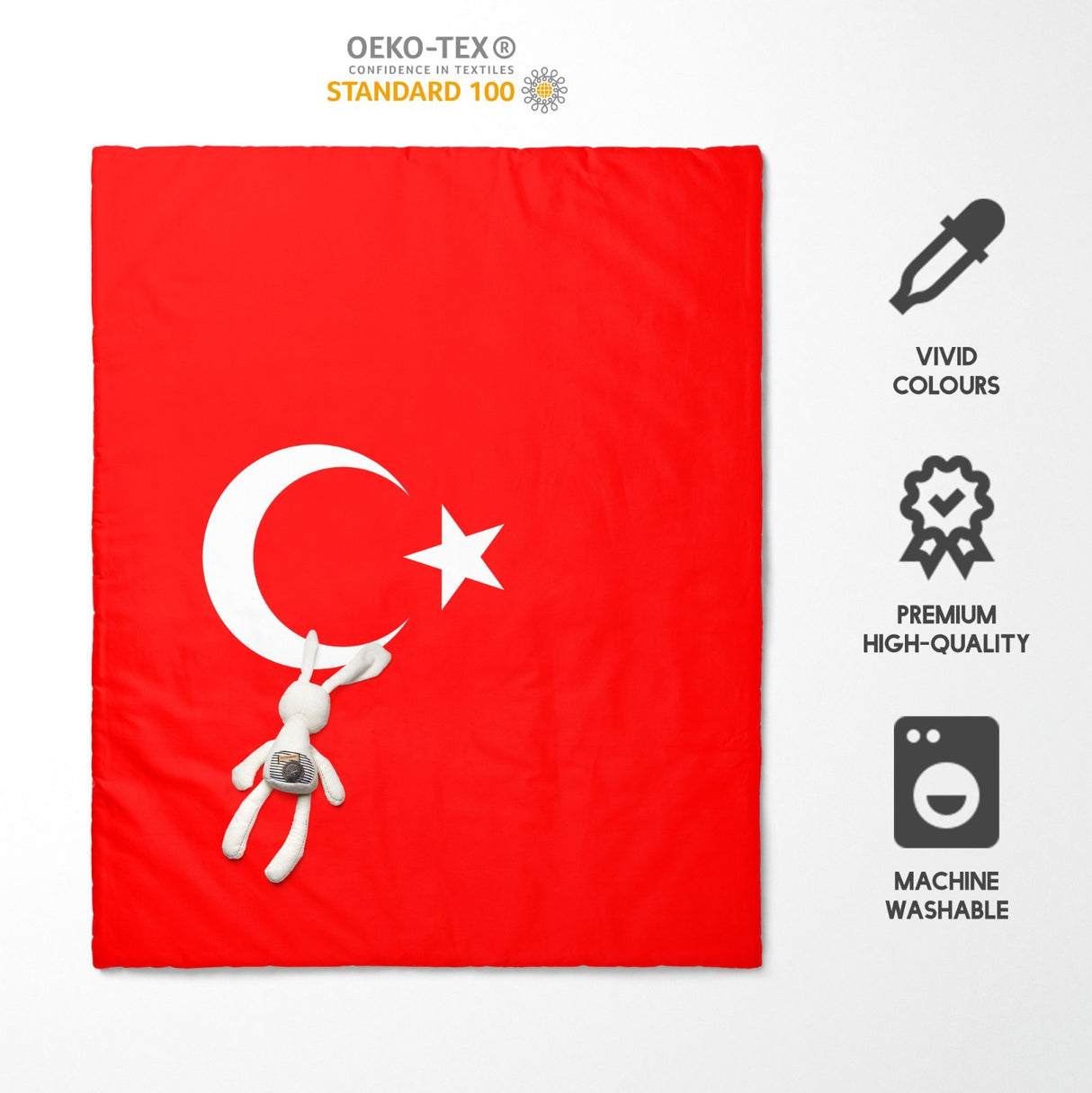 Turkey Flag Turkish Cot Bed Duvet Cover Toddler Pillowcase Design Gift Custom