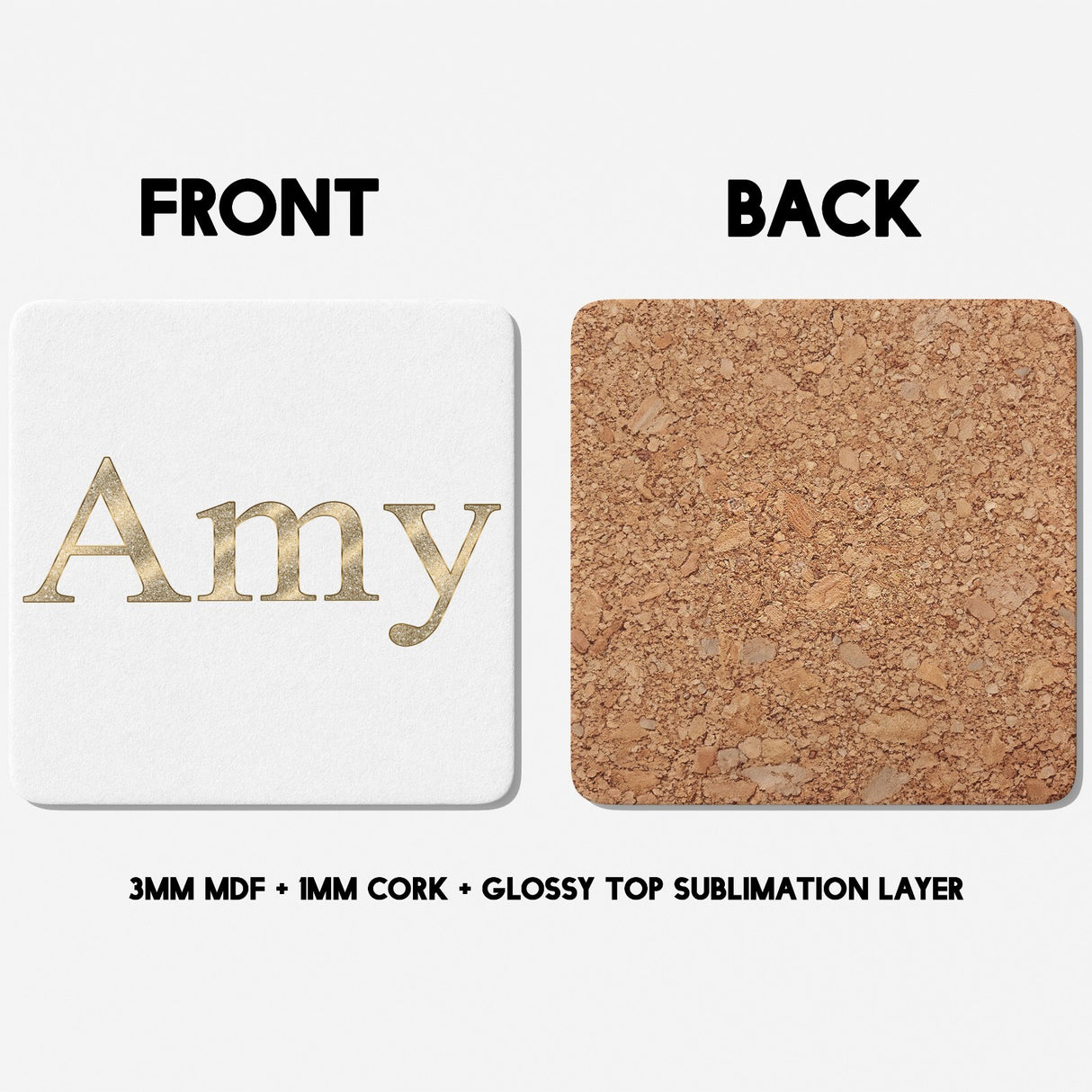 Personalised Any Name Vector Golden Alphabet Coffee Tea Mug Coaster Gift Him Her