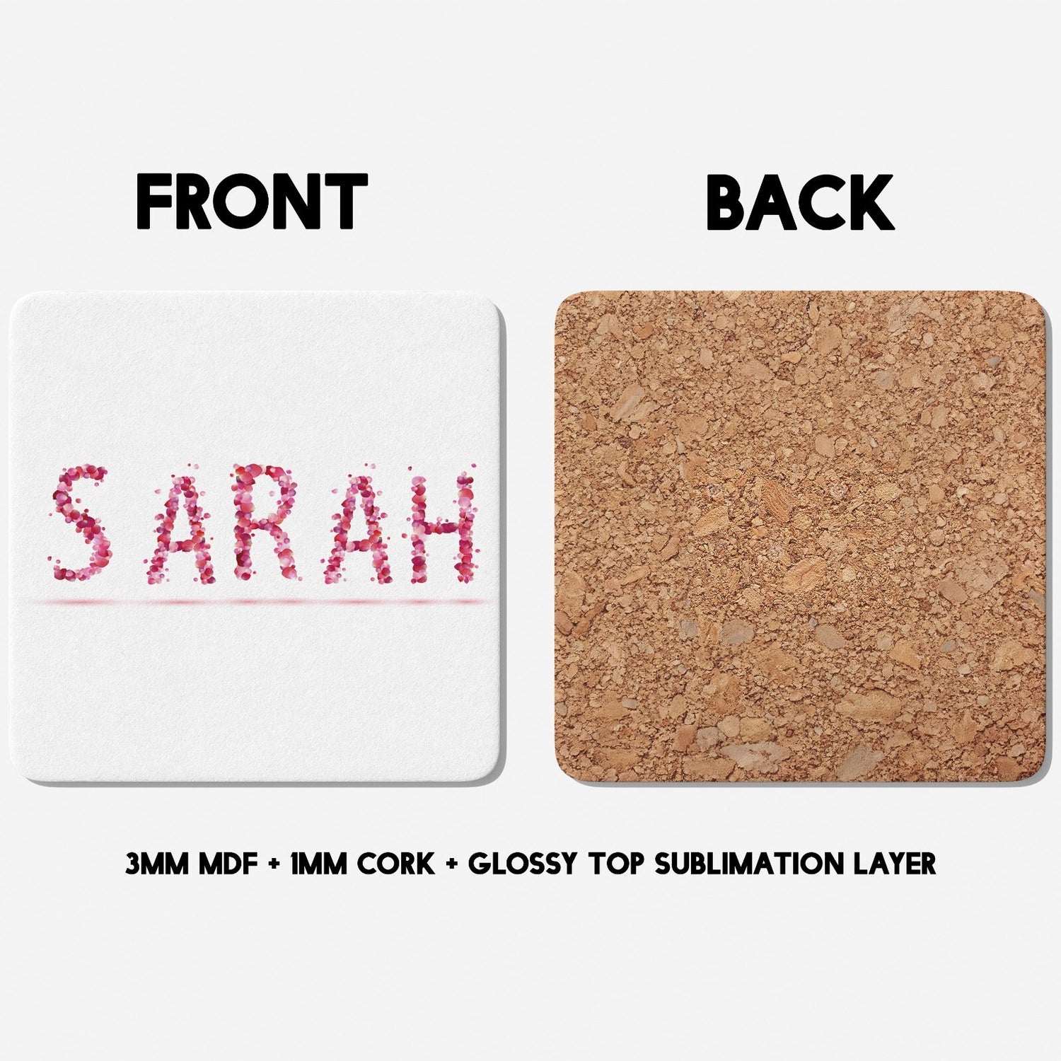 Personalised Name Pink Rose Petals Novelty Coffee Tea Mug Coaster Gift Him Her