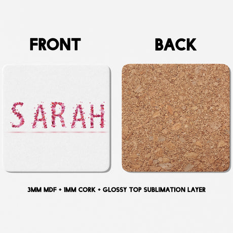 Personalised Name Pink Rose Petals Novelty Coffee Tea Mug Coaster Gift Him Her