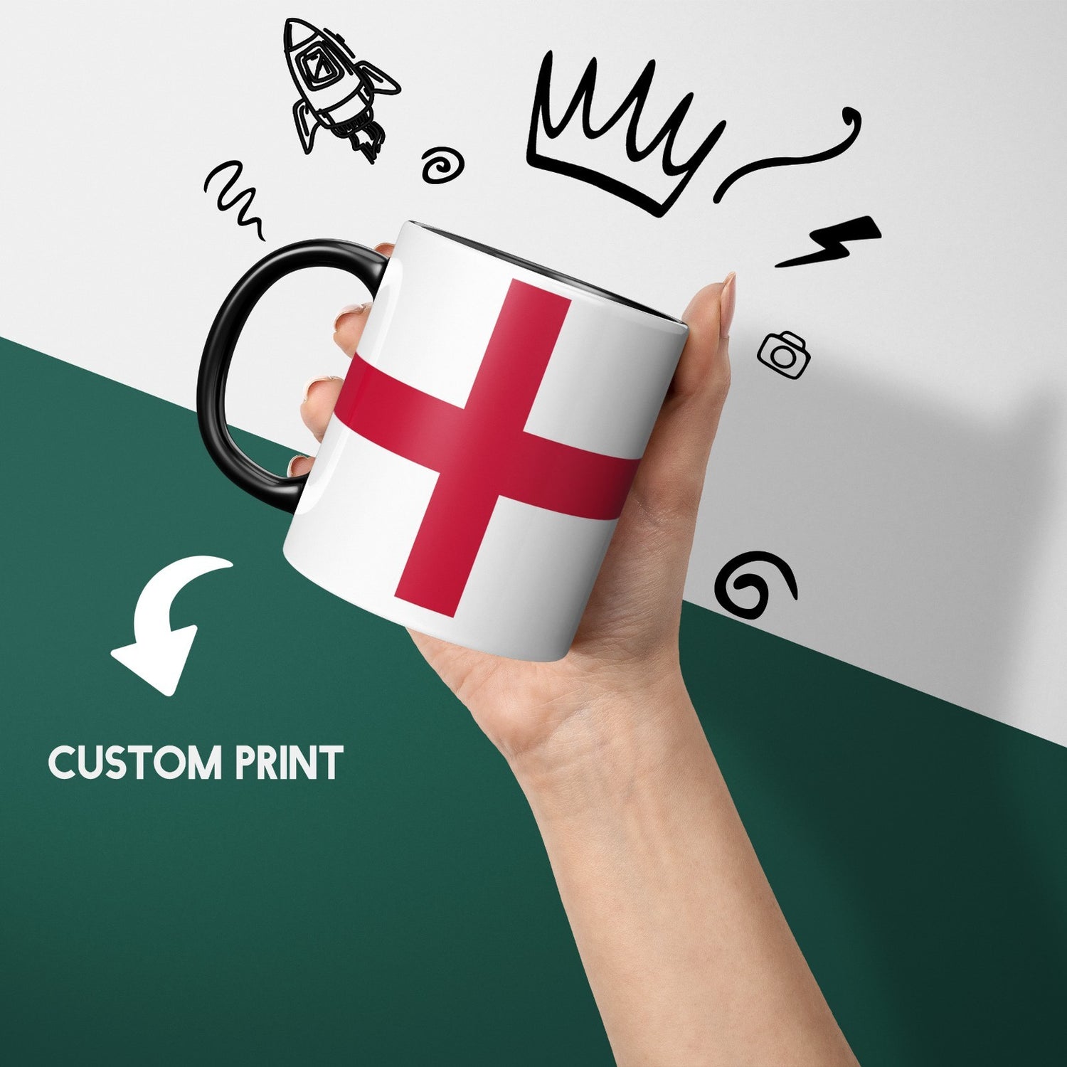 England Flag St George's Cross Heat Sensitive Magic Colour Changing Novelty Mug