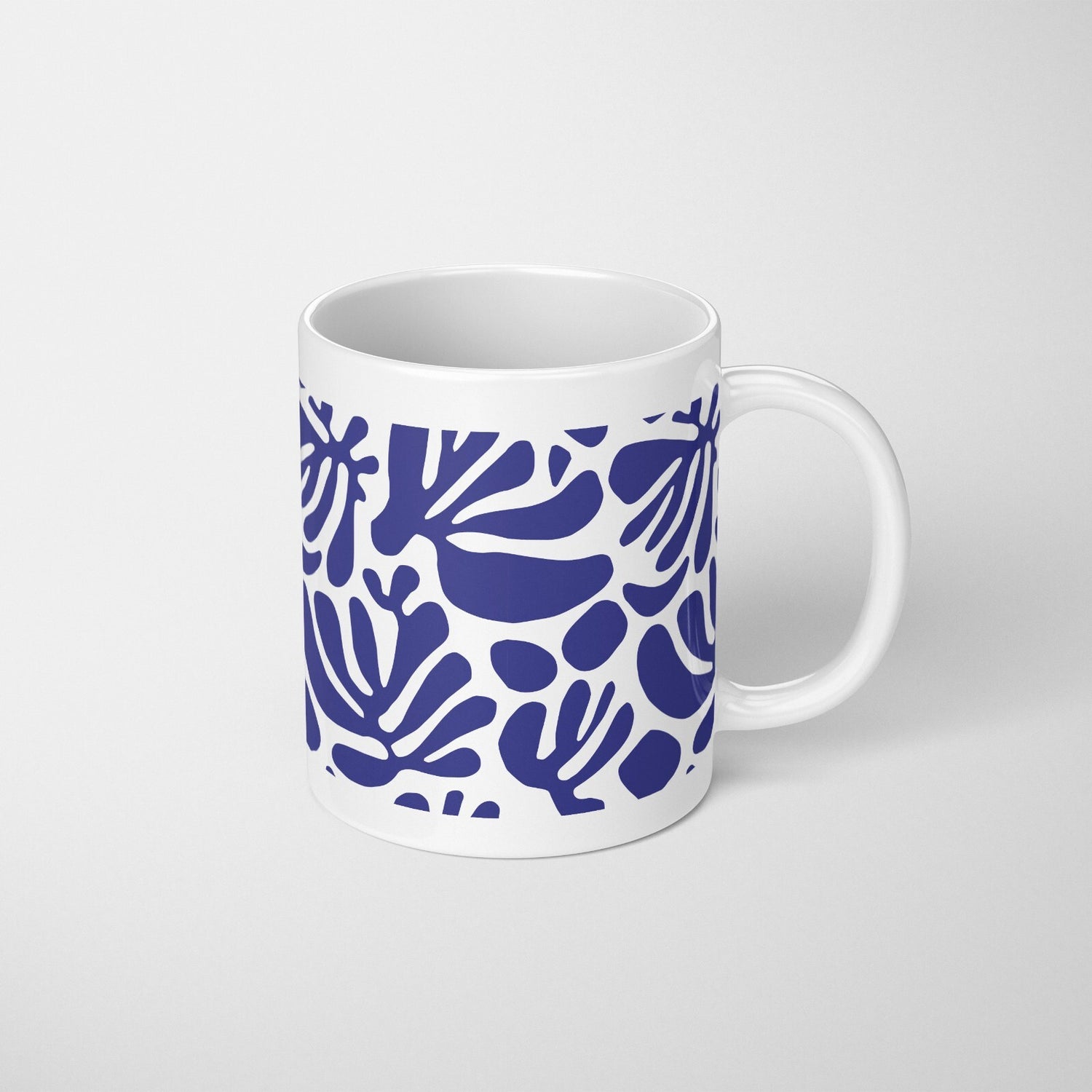 Blue Matisse Leaves Art Coffee Custom Tea Mug Coaster Set Option Gift Him Her