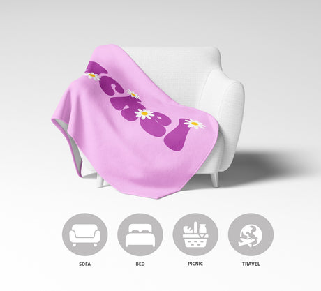 Personalised Custom Name Colour Groovy Daisy Font Soft Warm Fleece Blanket Decor