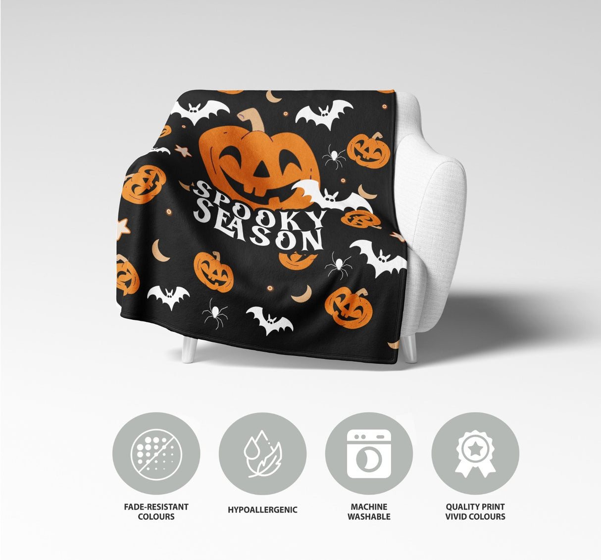 Spooky Season Halloween Custom Colour Fleece Blanket Throw Soft Gift Decor Home