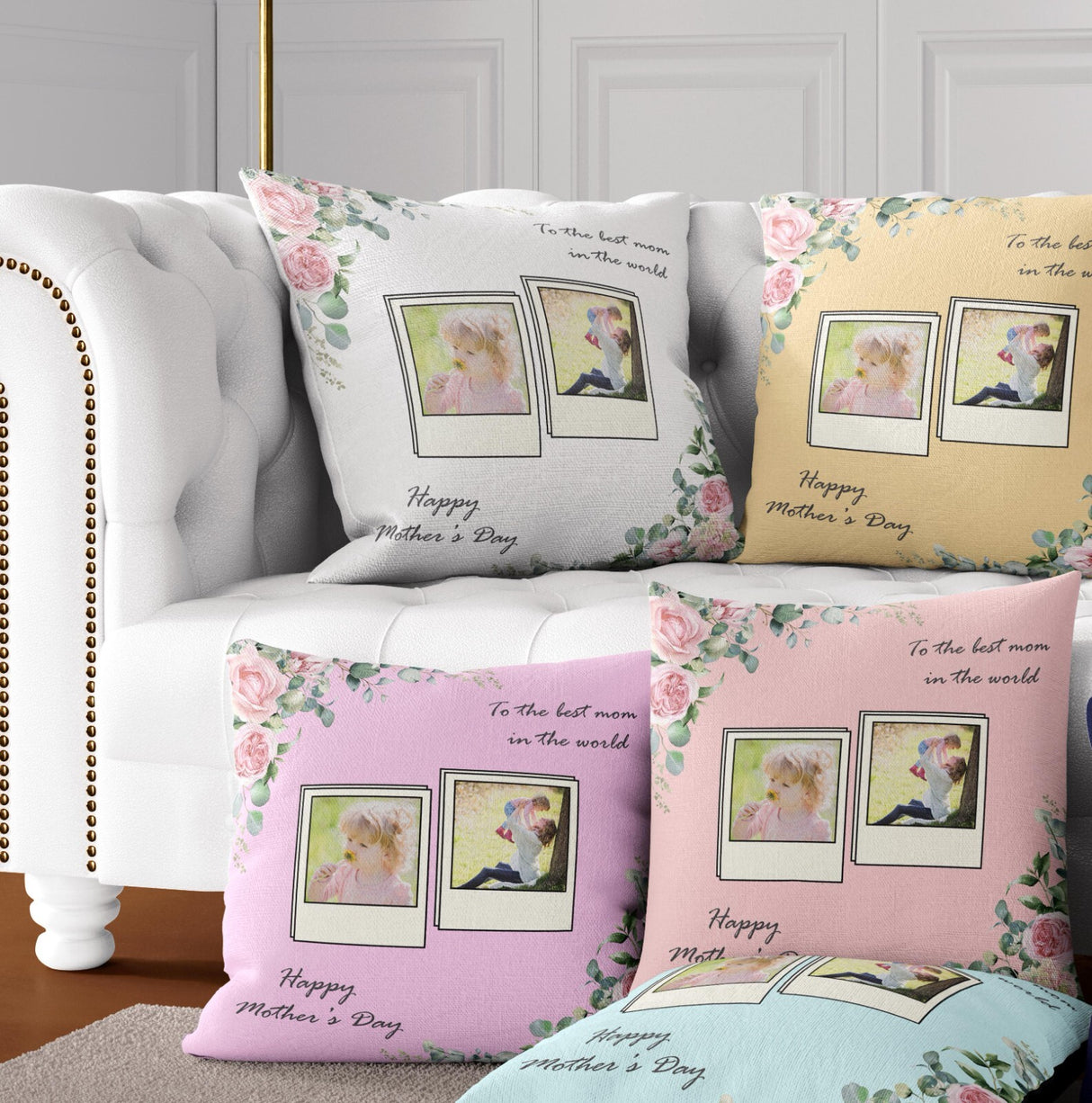 Upload Your Own Photos Mother's Day Novelty Memory Square Filled Cushion Gift