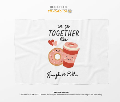 We Go Together Coffee + Donuts Valentines Anniversary Fleece Mink Blanket Gift