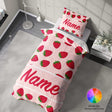 Personalised Custom Name Colour Strawberries Single Bed Duvet Cover + Pillowcase