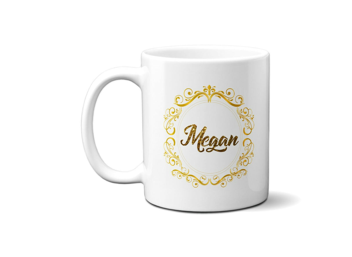 Personalised Name Royal Scroll Border Coffee Tea Mug Gift 11oz Mug + Coaster