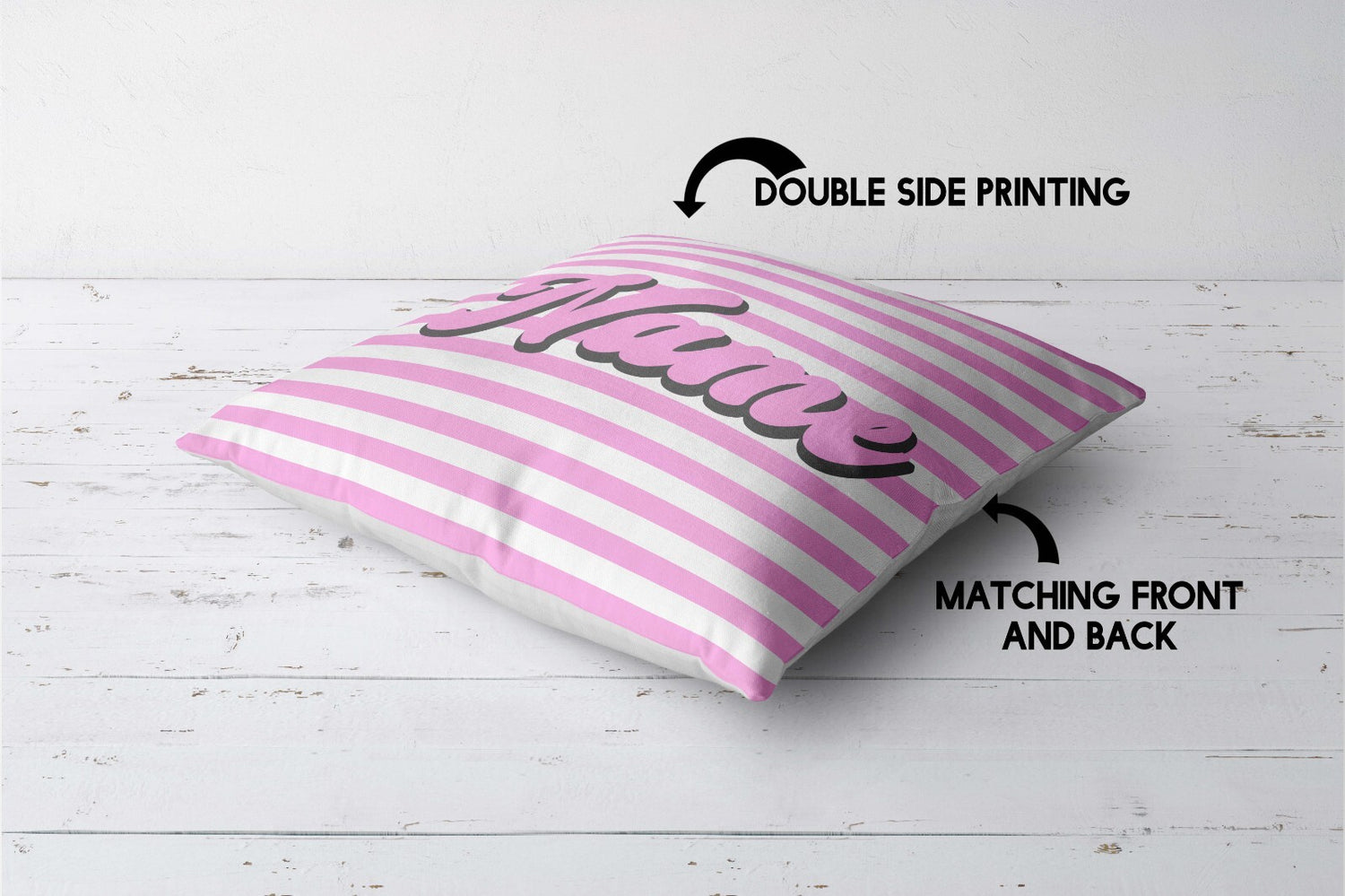 Personalised Custom Name Colour Stripe Retro Font Square Fill Zip Cushion Throw