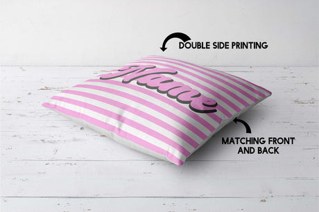 Personalised Custom Name Colour Stripe Retro Font Square Fill Zip Cushion Throw