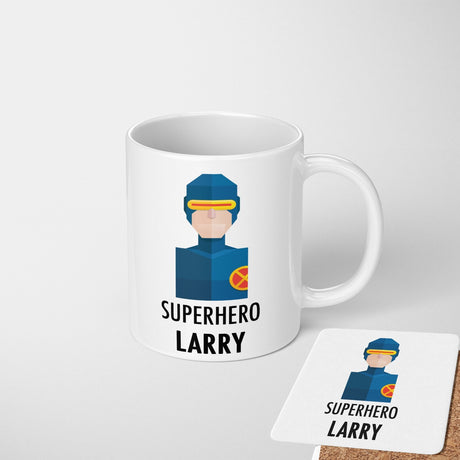 Superhero Personalised Name Kids Tea Coffee Drink Mug Gift Mug Set Coaster Cup