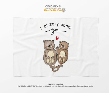 Otterly Adore You Cute Love Valentines Anniversary Fleece Mink Blanket Gift