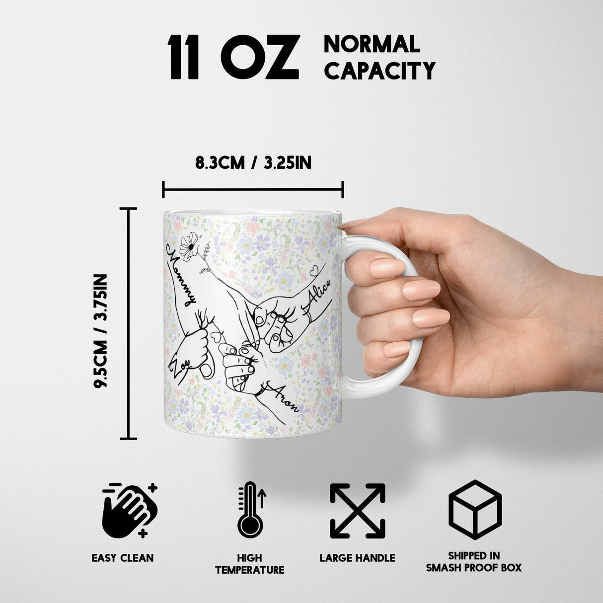 Personalised Mother's Day Custom Name Floral Coffee Tea Mug Coaster Gift Him Her