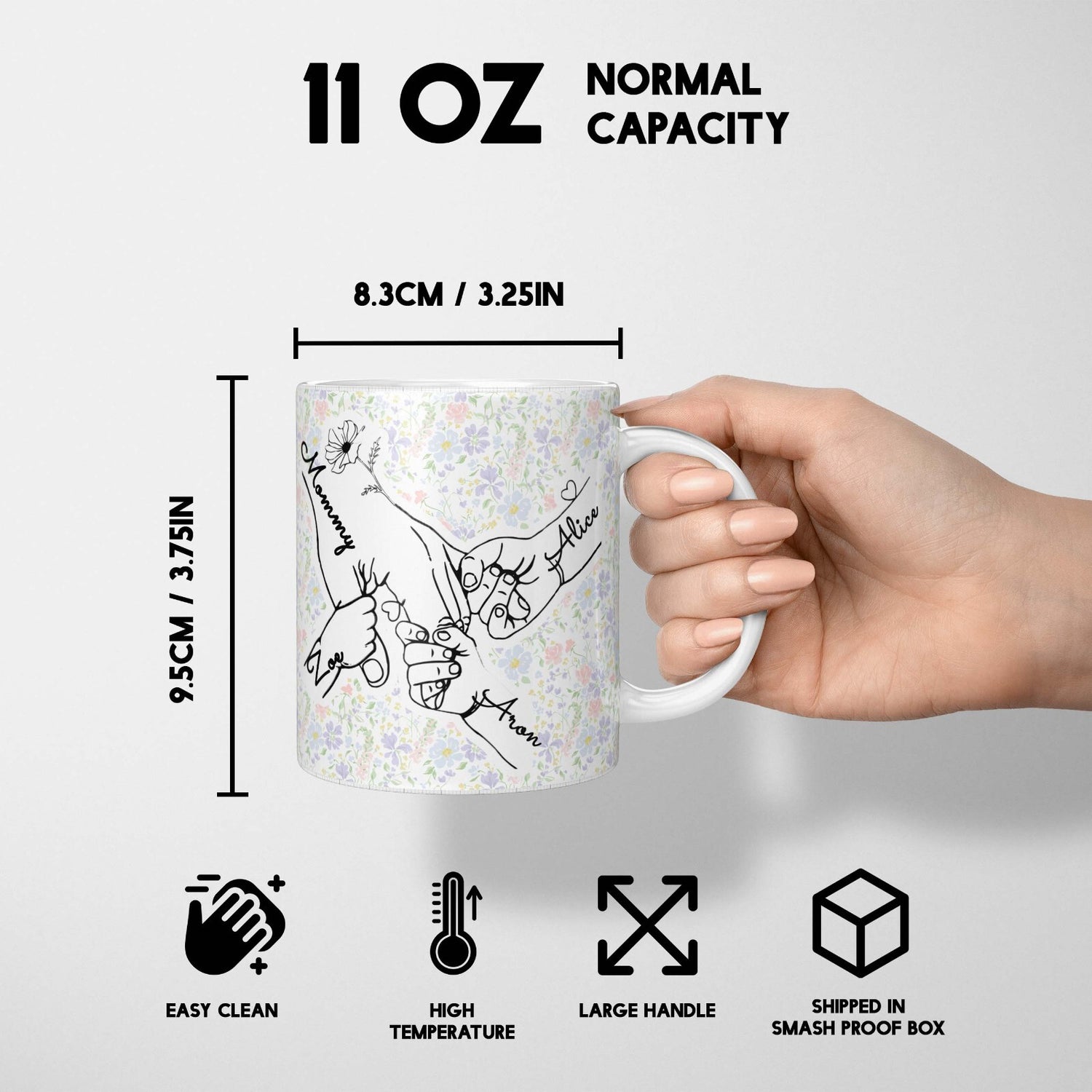 Personalised Mother's Day Custom Name Floral Coffee Tea Mug Coaster Gift Him Her