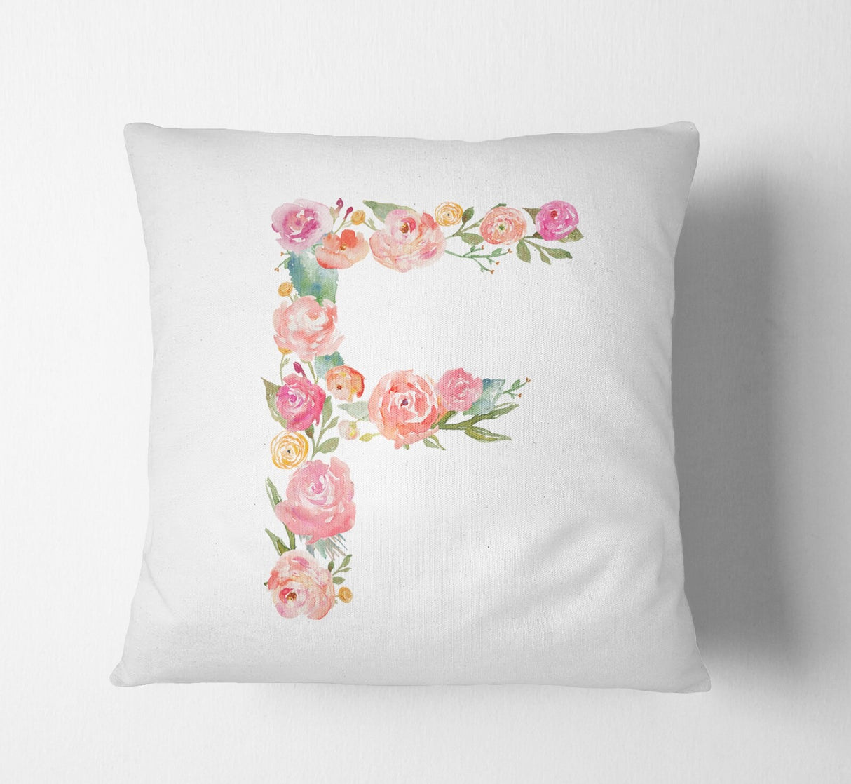Personalised Alphabet Floral Name Initial Letter Cushion Pillow Case Insert Fill